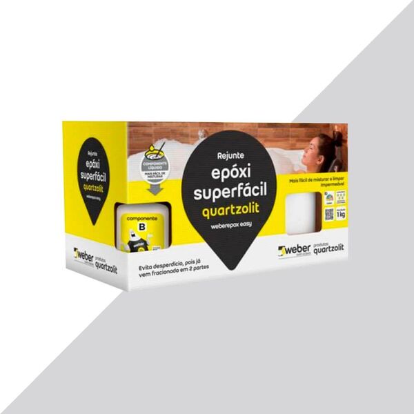 Rejunte Quartzolit Epoxi Super Facil 1kg Cinza Platina