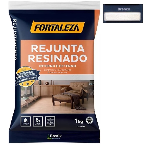 Rejunte Resinado P/ Porcelanatos Fortaleza 1kg Branco- Kit10
