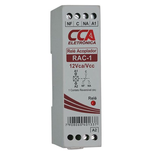 Relé Acoplador De Interface 12vca-vcc Com 1 Contato Reversível
