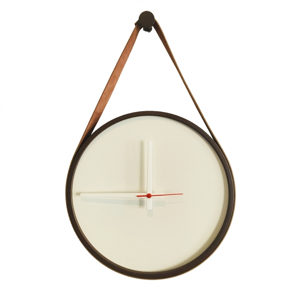 Relógio Adnet Marrom Alça Caramelo Mostrador Branco Ponteiro