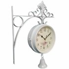 Relógio Com Sino Estação Trem Dupla Face Retrô Floral Branco