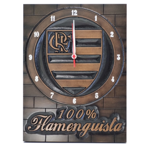 Relógio De Madeira Mdf Parede Entalhado Flamengo