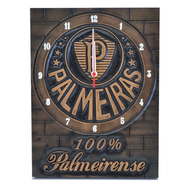 Relógio De Madeira Mdf Parede Entalhado Palmeiras