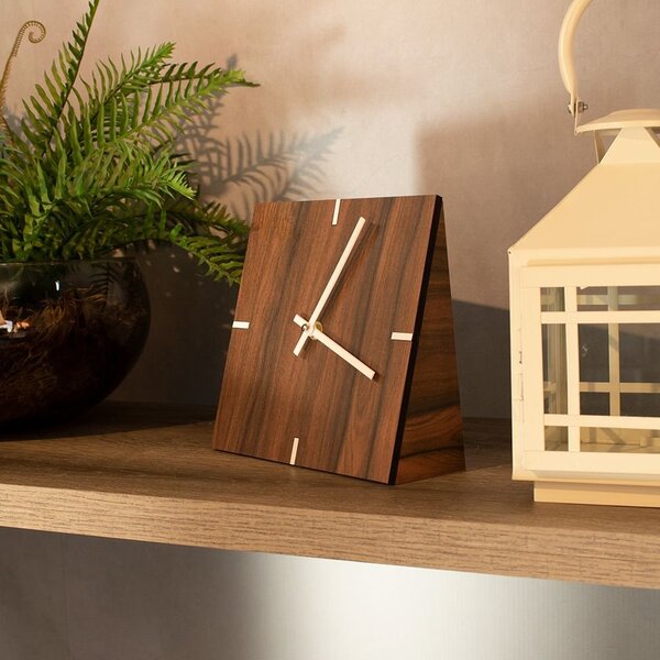 Relógio De Mesa Decorativo Premium Amadeirado 20cm