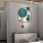 Relógio De Parede 3d Contemporâneo Nórdico Metal Verde 68x40