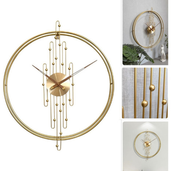 Relógio De Parede 3d Dourado Metal Design Europeu 50cm