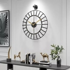 Relógio De Parede 3d Preto Dourado Design Europeu 50cm Vazado