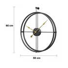 Relógio De Parede 3d Preto Metal Design Europeu 50cm