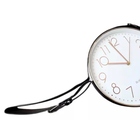 Relógio De Parede Alça De Couro Preto Moldura Prata 30 Cm Bra