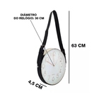Relógio De Parede Alça De Couro Preto Moldura Prata 30 Cm Bra