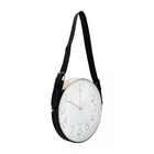 Relógio De Parede Alça De Couro Preto Moldura Prata 30 Cm Bra