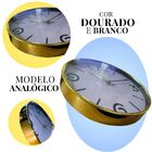 Relogio De Parede Analogico Dourado E Branco Luxuoso