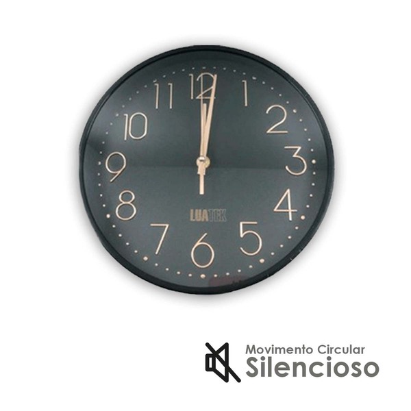 Relógio De Parede Analógico Luatek Silencioso Grande Relógio