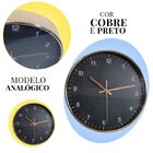 Relógio De Parede De Plástico Cobre E Preto 30 Cm X 4 Cm