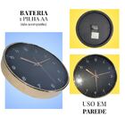 Relógio De Parede De Plástico Cobre E Preto 30 Cm X 4 Cm