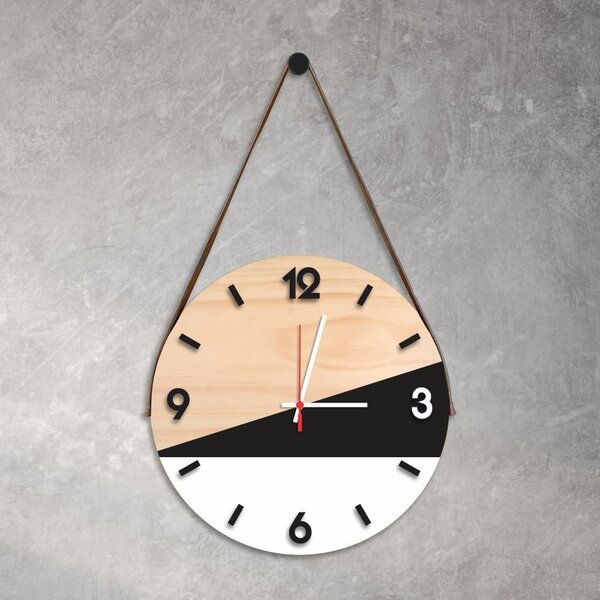 Relógio De Parede Decorativo Adnet Branco E Preto Com Números
