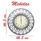 Relógio De Parede Decorativo Grande Prata Sala Escritório 46,