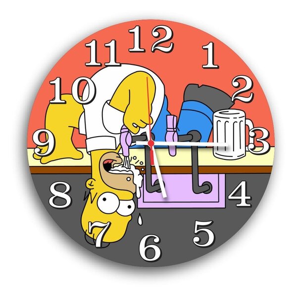 Relógio De Parede Decorativo Homer Simpson Tomando Chopp 35cm