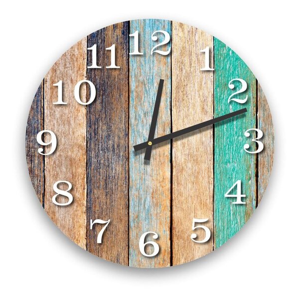 Relógio De Parede Decorativo Madeira Pátina Colorida 50cm