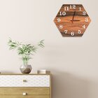 Relógio De Parede Decorativo Premium Hexagonal Amadeirado Com