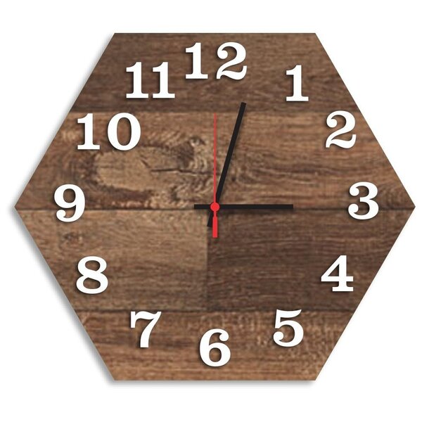 Relógio De Parede Decorativo Premium Hexagonal Madeira Ripada