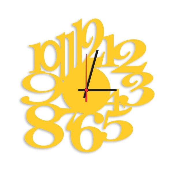 Relógio De Parede Decorativo Premium Números Vazados Amarelo