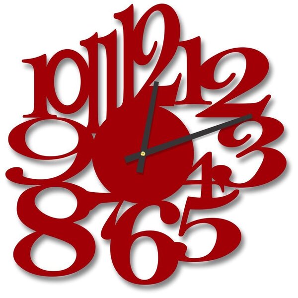 Relógio De Parede Decorativo Premium Números Vazados Vermelho
