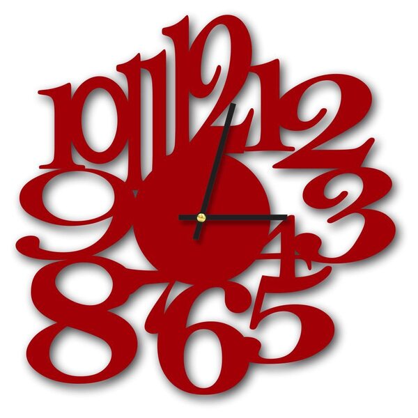 Relógio De Parede Decorativo Premium Números Vazados Vermelho