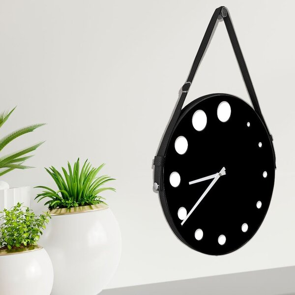 Relógio De Parede Decorativo Premium Preto Com Alça E Detalhe
