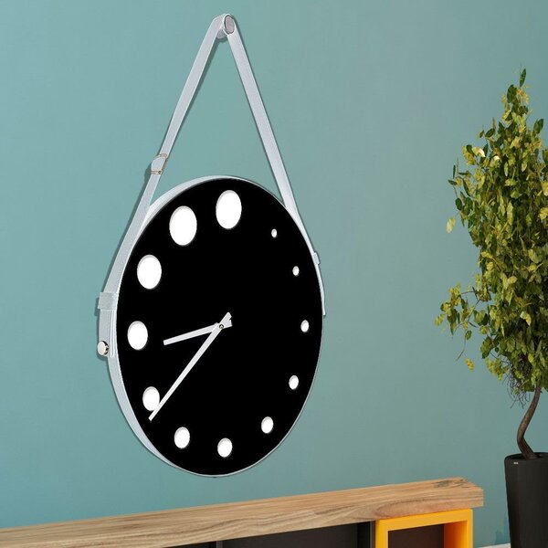 Relógio De Parede Decorativo Premium Preto Com Alça E Detalhe