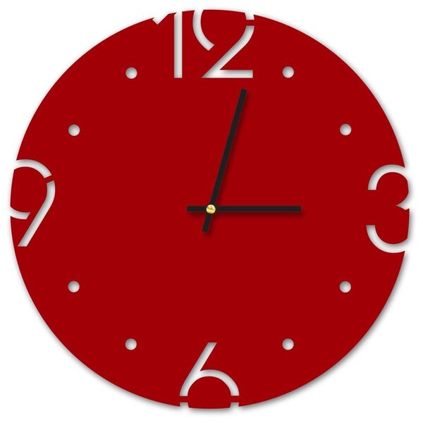 Relógio De Parede Decorativo Premium Vermelho Com Números Vaz