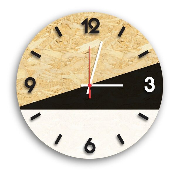 Relógio De Parede Decorativo Preto E Branco Em Osb Com Número