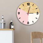 Relógio De Parede Decorativo Rosa E Branco Em Osb Com Números
