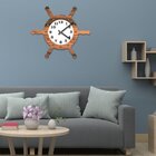 Relógio De Parede Decorativo Timão Amadeirado E Branco Com De