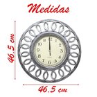 Relógio De Parede Decorativo Vazado Prata Vintage De 46,5cm