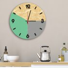 Relógio De Parede Decorativo Verde E Cinza Em Osb Com Números