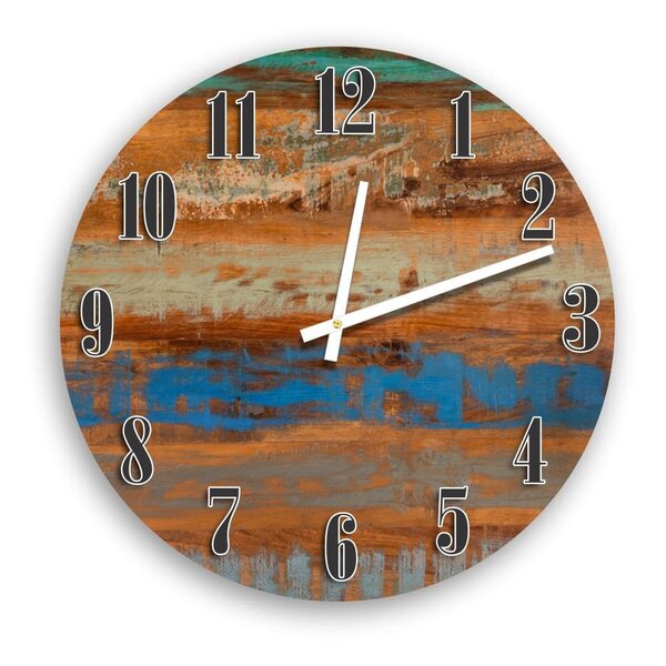 Relógio De Parede Decorativo Vintage Madeira Colorida 50cm