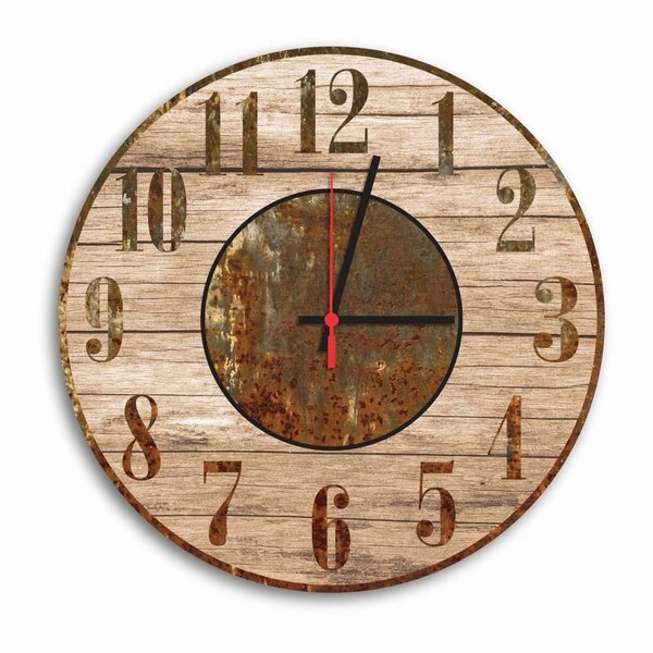 Relógio De Parede Decorativo Vintage Madeira E Ferrugem 35cm