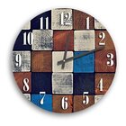 Relógio De Parede Decorativo Vintage Madeira Quadriculada 50cm