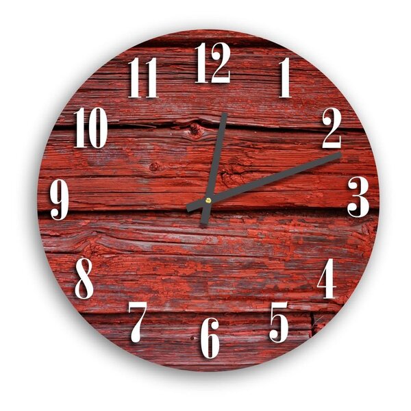 Relógio De Parede Decorativo Vintage Vermelho Pátina 50cm