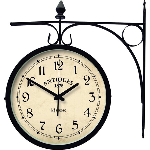 Relógio De Parede Duas Face Modelo Estação - Preto - Herweg
