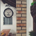 Relógio De Parede Dupla Face Estação Trem/ Varanda/ Jardim He