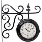 Relógio De Parede Dupla Face Estação Trem Europeu Em Metal