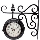 Relógio De Parede Dupla Face Estação Trem Europeu Em Metal