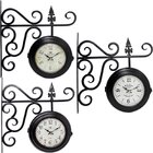 Relógio De Parede Dupla Face Europeu Estação Trem Em Metal Ke