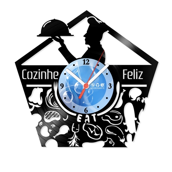Relógio De Parede Em Disco De Vinil Decoração Cozinha Cozinhe