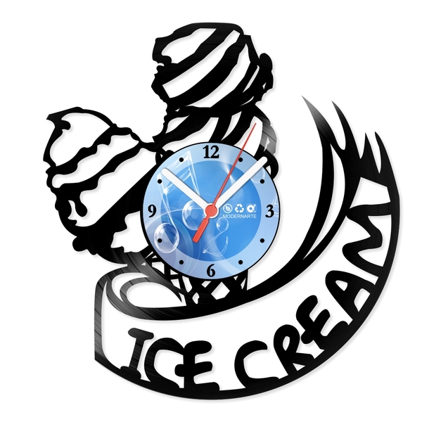 Relógio De Parede Em Disco De Vinil Decoração Cozinha Sorvete
