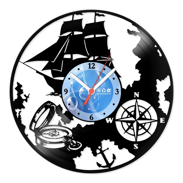 Relógio De Parede Em Disco De Vinil Decoração Diversos Navio
