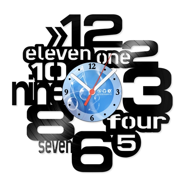 Relógio De Parede Em Disco De Vinil Decoração Números Inglês