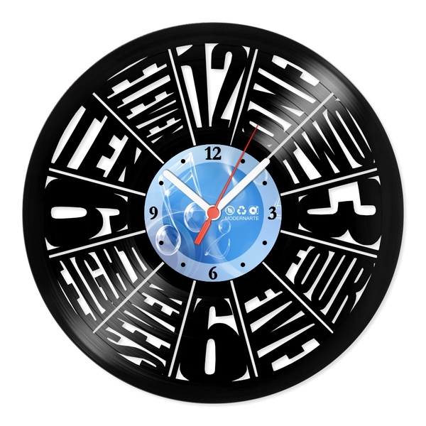 Relógio De Parede Em Disco De Vinil Decoração Números Inglês